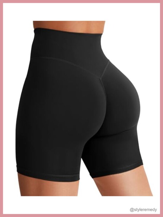 Pants - High Waist Tummy Control Hidden Scrunch Biker Shorts 6" Inseam